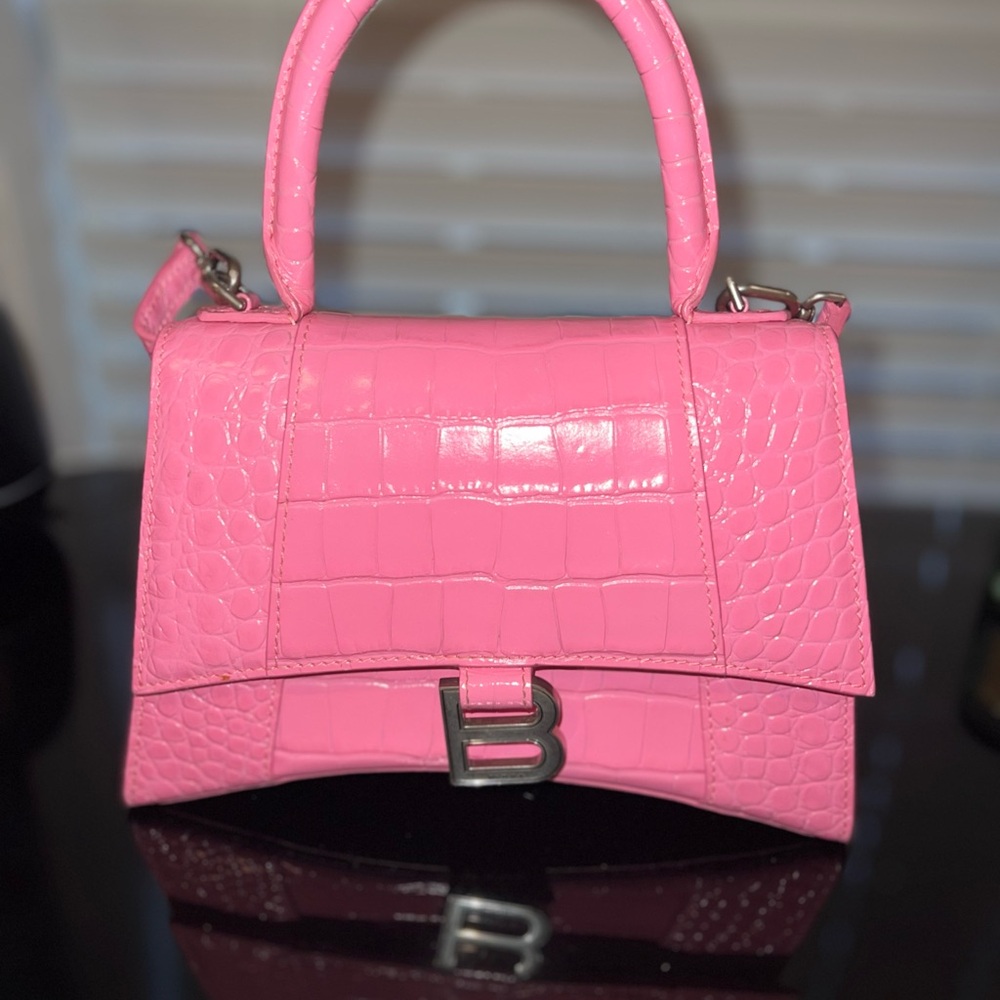 Pink Croc-Embossed Handbag
